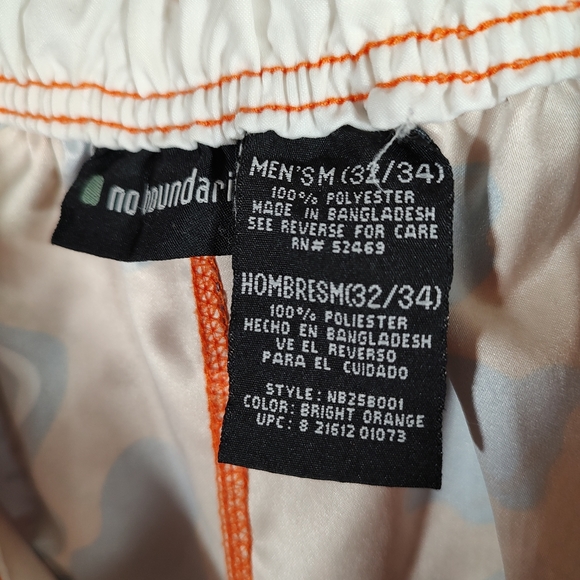No Boundaries Men's Tropical Board Shorts Swim Trunks Size M 32/34 Orange Blue - Picture 7 of 7